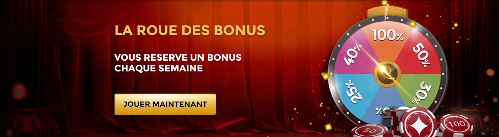 La bannière invite les joueurs à faire tourner la roue et à débloquer potentiellement des prix et des bonus excitants, ajoutant un élément de surprise et d'anticipation à l'expérience de jeu.